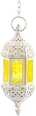 Nuptio Hanging Candle Lantern Moroccan Retro Tea Light Candle Holders Vintage Metal Lanterns for Candles, Black Garden Lanterns Tealight Holders for Ramadan Halloween Christmas Decorations, 1 Pc