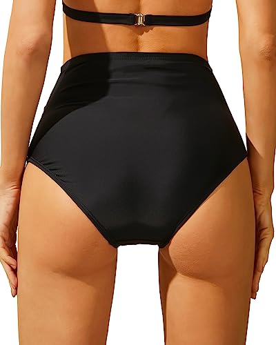 Tempt Me Women Black High Waisted Bikini Bottoms Full Coverage Bathing Suit Swimsuit Bottoms M #TOP27
