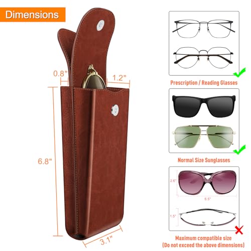 Image of FINTIE Double Glasses Case with Carabiner Hook, Portable Vegan Leather Eyeglass Case Anti-scratch Sunglasses Pouch