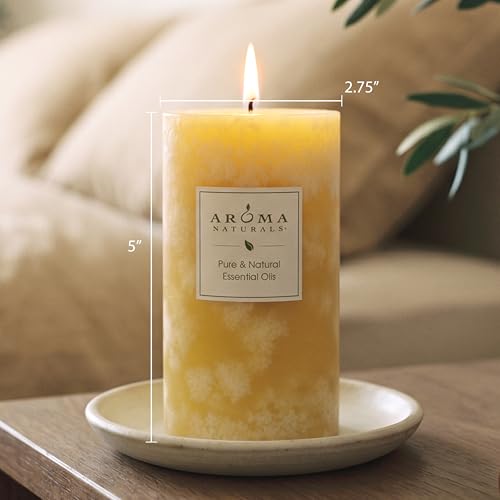 Aroma Naturals Orange and Lemongrass Essential Oil Scented Pillar Candle, Ambiance, 2.75 inch x 5 inch, Yellow by Aroma Naturals - Image 6