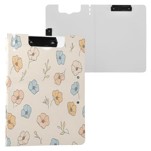 JUMBEAR Hermoso portapapeles de pétalos coloridos A4 con clips dobles, tablero plegable con tapa, organizador personal ligero adecuado para hospitales, oficinas, escuelas, negocios, suministros de
