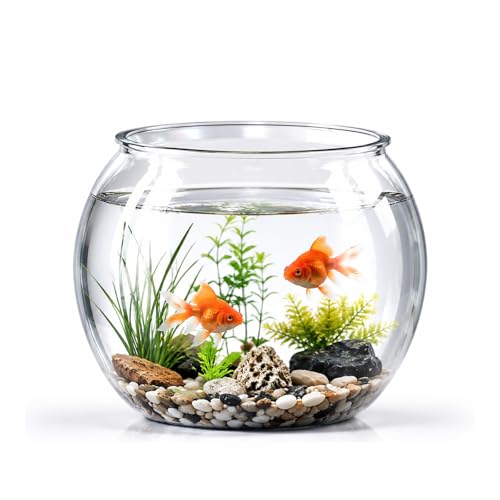 VELORIEX 金魚鉢 丸型水槽 透明プラスチック 小型水槽 直径20cm 金魚 メダカ 亀 エビ 飼育 植木鉢 水耕栽培 観葉植物水培容器 耐衝撃 清掃簡単