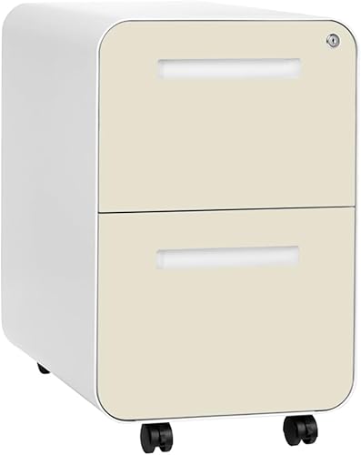 Vista 60 de Laura Davidson Furniture Stockpile - Archivador móvil de 2 cajones con cerradura, archivador de metal para debajo del escritorio, carpetas de Blanco