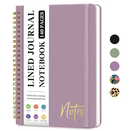Lined Spiral Journal Notebook for Women, A5 College Ruled Journals for Writing, Hardcover Notebooks for Work, Note taking and Office School Supplies,140 Pages – Purple