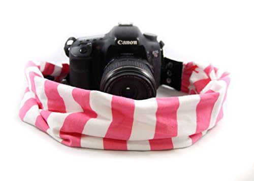 Pink & White Stripe Scarf Camera Strap
