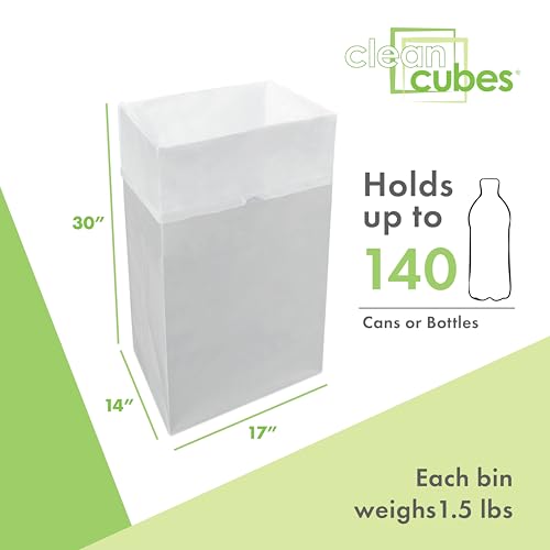 Image of Clean Cubes 30 Gallon Disposable Pop-Up Trash Cans, 3-Pack (Gray) | Extra Trash Space for Events and Weddings, No Assembly Required, Built-In Liner, Wire-Reinforced Opening Stays Fully Open