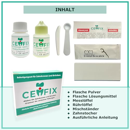 CEMFIX- zum Refixieren von Zahnkronen und Brücken. Die ideale Lösung für Kronen, Brücken, Zahnkaries und verlorene Füllungen.