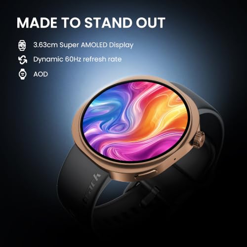 Image of Fastrack Revoltt FR3 Pro Smartwatch with 1.43 inch AMOLED Display,Dynamic 60Hz Refresh,Nitrofast Charging, HRM, SpO2, Sleep,Multiple Menu Style,Functional Crown,IP68, BT Calling,24 /7 Health Suite - Black