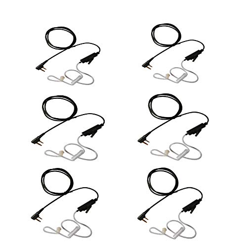 Hottest Sale Two Way Radio 2 Pin Earphone Security Hands-Free Walkie Talkie Earphone 3.5mm with PTT Button, Speaker for SAMCOM,BaoFeng, Kenwood Walkie Talkie 6 Packs