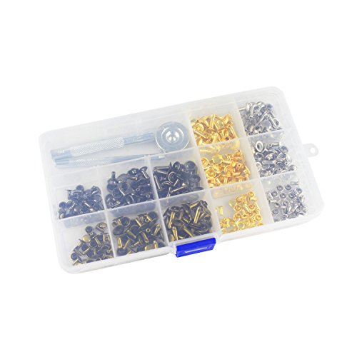 Luckkyme 120 Set 3 Sizes Snap Fastener Kit Button Tool Press Studs with 3 Pieces Fixing Tool for DIY Leather Craft Rivets Replacement,3 Colors Gold, Silver, Bronze