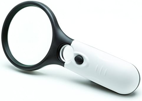 Lighted Magnifying Glass with 3X Magnifier for Reading and 45x Loupe Use as Magnifying Lens, Jewelers Loupe, or Coin Magnifying Glass with Light, or Handheld Small Magnifying Glass for Reading Labels