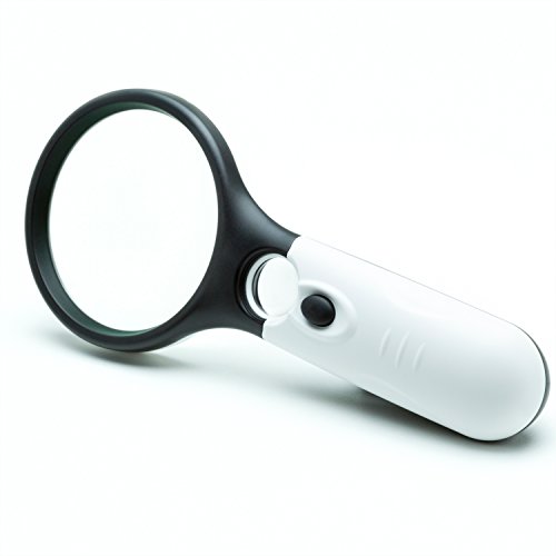 Lighted Magnifying Glass With 3X Magnifier For Reading And 45X Loupe Use As Magnifying Lens, Jewelers Loupe, Or Coin Magnifying Glass With Light, Or Handheld Small Magnifying Glass For Reading Labels #TOP17