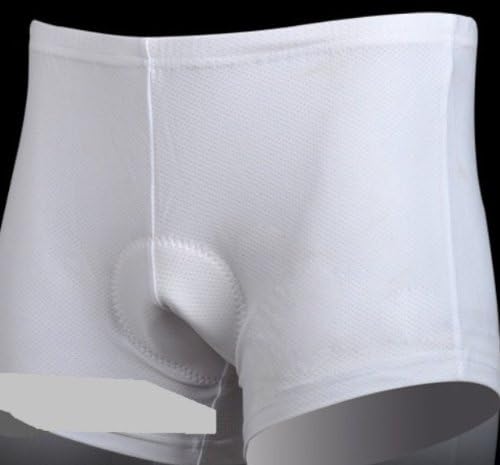 Coolmax Soft Silicone 3D Padded Cool Bicycle Underwear Underdress for Men/Women Unisex Cycling Liner Shorts M White