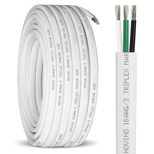 16 Gauge Marine Wire 16/3 16 AWG Marine Grade Wire Triplex Tinned Copper Boat Cable,16 Gauge OFC Oxygen Free Copper Cable for Automotive RV Boat Speaker Solar Outdoor - 50ft