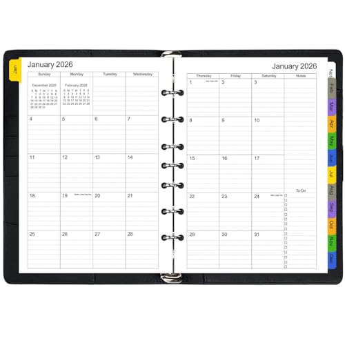 Tiankool 2026 Monthly Planner Refills for A5 7-Ring Binder,7 Holes Planner Inserts with Monthly Tabs by Tiankool - Image 3