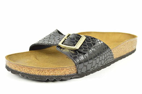 Birkenstock Women's Madrid Heels Sandals, Black Shiny Snake Black, 3.5 UK