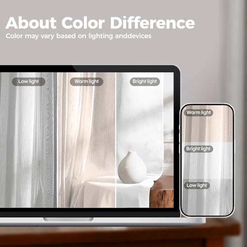 Image of 100% Blackout Curtains for Bedroom, Double Layer White Curtains, Black Out Curtain 72 inch Long with Sheer Overlay for Living Room, Room Darkening Window Drapes with Grommet, 52 inch W x 72 inch L