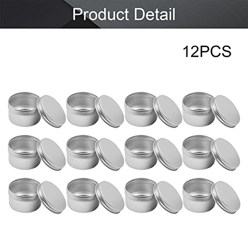 Image of Othmro 12pcs 2.7oz Metal Round Tins Aluminum Tin Cans Containers with Screw Lid, 68 * 42mm(DxH) Silver tin cans for Salve, Spices, Lip Balm, Tea or Candies 120ml