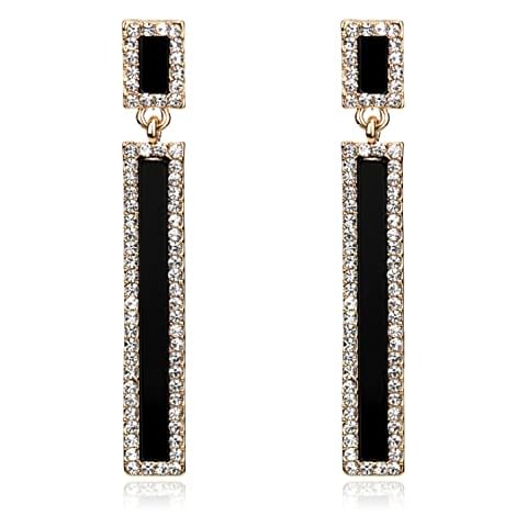 T-ztoss 925 Sterling Silver Sparkly Rhinestone Chandelier Drop Dangle Earrings Elegant Bridal Wedding Crystal Cubic Zirconia Geometric Rectangle Dangling Studs Statement Jewelry Gifts, Metal, np Cover