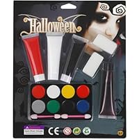 Halloween Makeup Kit, Zombie Makeup Set, Halloween Face Paint for Kids & Adults, Water-Based Halloween Makeup Palette with Brushes & Fake Blood, Safe for Sensitive Skin, Ideal for Party & Cosplay