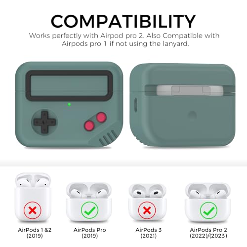 Image of TRONWIN for AirPods Pro 2 Case - Silicone Game Console Design Case for Apple AirPods 2nd /1st Generation, Cute Airpod pro Cover for Men /Women (Pine Green)