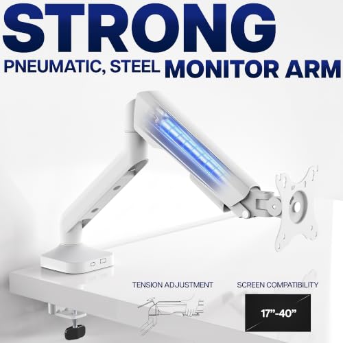 Image of VIVO Heavy Duty Ultrawide Monitor Tension Arm for up to 40 inch Screens, Holds 26.4 lbs, Premium Desk Mount Stand, White, STAND-V100OW