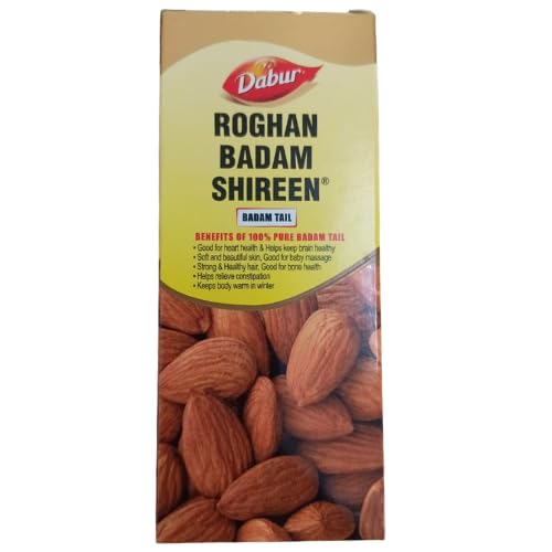 Dabur Roghan Badam Shireen - 100 ml | 100% Pure Sweet Badam Oil | Rich in Vitamin-E | For Healthy Hair & Skin | Sharpens Brain | Improves Digestion | Extracted From Almonds