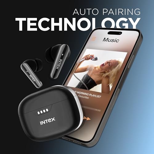 Image of Intex Excel Buds ITW202 (ANC), Active Noise Cancellation 32dB, 40ms Low Latency, Quad Mic, Upto 50Hr Playback, 13mm Dynamic Driver for Deep Bass & Crystal Sound, Bluetooth v5.3, Type C Charging(Black)