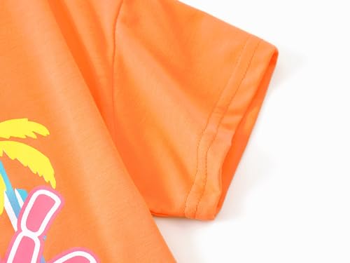 Image of Dvenki Girls Graphics Crop Short Sleeve Crewneck Tee Size 6-18 | soft cotton blend fabric, cropped short hem, fun graphic print, casual summer tops for school and vacation