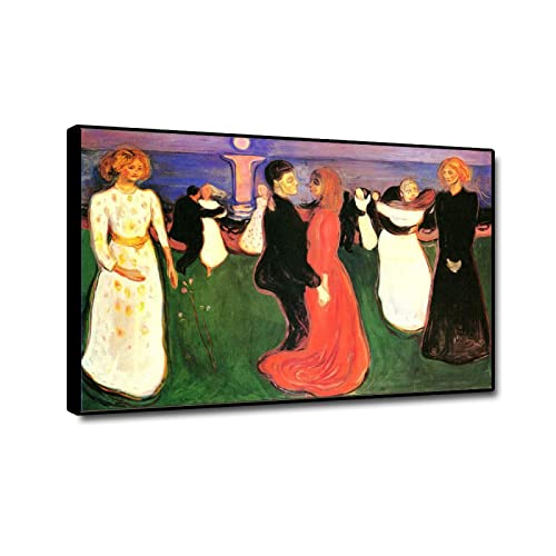 Tableau Impression Sur Toile Edvard Munch Danse de la vie Cadre Noir 70x110