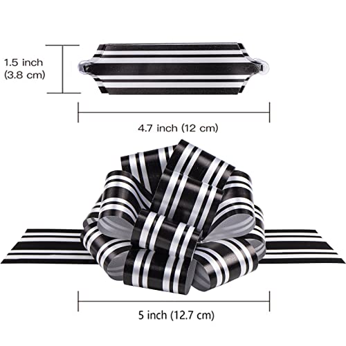 Lezakaa 12Pcs Pull Bows Assortment With Ribbon - Black And White Gift Bows With Dot, Stripe, Plaid Design - Perfect For Gift Wrapping, Florist, Bouquet, Basket #TOP6