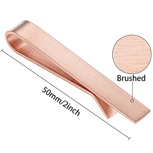 Hawson 2 Inch Tie Clips For Mens-Skinny Tie Bar Personalized Letter Tie Pin Father Of The Bride Gifts Tie Bar Set For Wedding Anniversary Business And Best Gift (1 Pcs - Brush Rose Gold) #TOP2