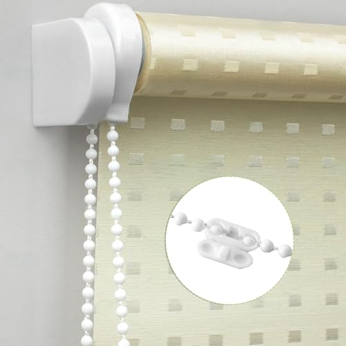 10 Meter Rollokette Kette Rollo Kettenverbinder Rollo Perlenkette Rollos 4.5mm Zugkette Für Rollos Verbinder Kette Rolloo, Weiß Rollokettes Ersatzkette, Chain Lock for Blind