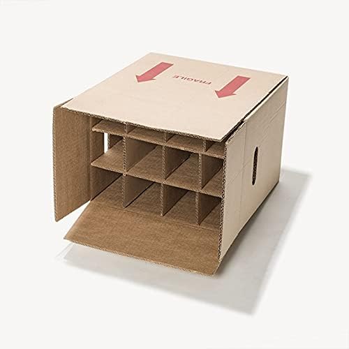 Corrugated Moving and Storage Box for 12 Bottles, Fragile - 10 Pack