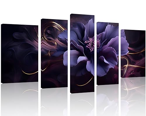 TutuBeer 5 Panels Purple Wall Canvas Purple Canvas Pictures Abstract