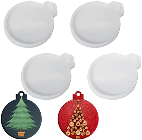 4 Pcs Christmas Round Ornament Resin Molds, Round Shape Pendant Epoxy Resin Molds for DIY Crafts