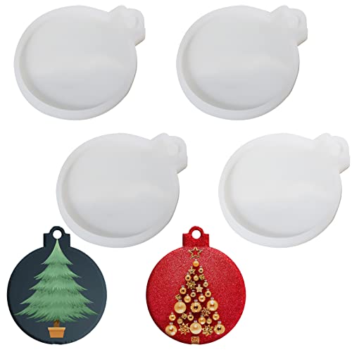4 Pcs Christmas Round Ornament Resin Molds, Round Shape Pendant Epoxy Resin Molds For Diy Crafts #TOP1