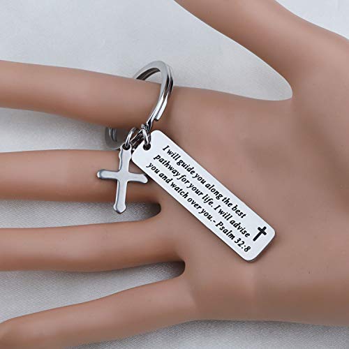 MYOSPARK Christian Keychain I Will Guide You Along The Best Pathway for Your Life Religious Jewelry4