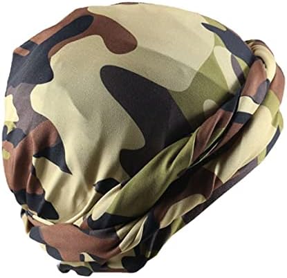 4Pack Turban for Men Halo Turban Vintage Turban Twist Head Wraps Elastic Modal and Satin Lined Turban Scarf Tie for Hair (Camouflage Colour)