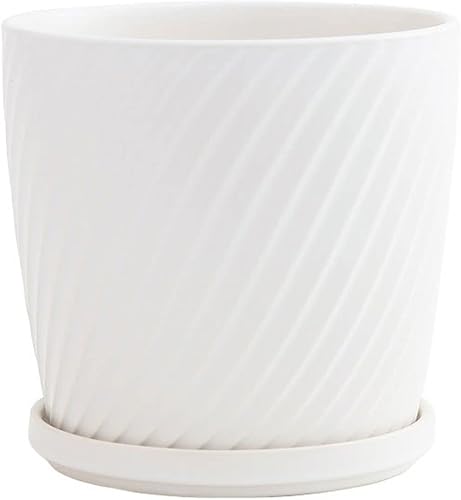 BNNP Macetas de jardín para interiores y exteriores, de cerámica transpirable de alto valor con bandeja, simple y a la moda, plantas verdes,