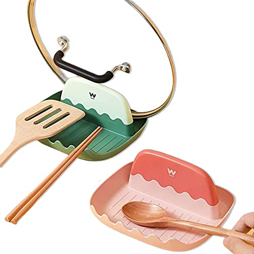​​Solución práctica almacenamiento​​ Paquete de 2 soportes para utensilios para estufa, espátula de silicona, de descanso, soporte para cuchara de cocina (Orange, One Size)