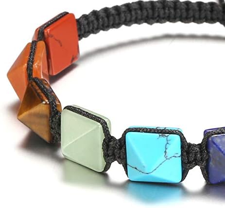 JOVIVI 7 Chakra Healing Crystals Bracelet Gemstone Tree of Life Natural Stone Quartz Pointed Cone Pyramid Yoga Reiki Beads Braided Bracelet Adjustable