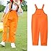 Tween Girls Cotton Overalls Straight Leg Solid Jumpsuit Fashion Loose Fit Boys Pockets Casual (Orange, 18-24 Months)