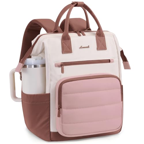 LOVEVOOK Puffer Laptop Backpack for Women, 15.6 Inch Work Backpack purse for Nurse Teacher, College Back to School Bookbag for Teen Girls, Personal Item Travel Bag Computer Daypack for Daily Commute
