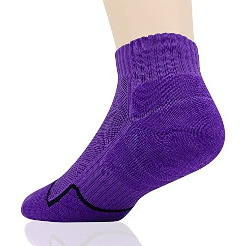 HaloYIYI Men's & Women's Training Sweat Wicking Tech Cushioned Athletic Ankle Socks 4 Pack3