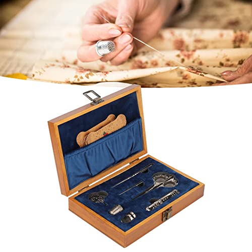 Tijeras de Costura Juego de Bordado Kit de Tijera Vintage Tijeras de Costura con Caja de Aguja de Costura Timble Kit de Costura Completa para Bordado y Aguja. (SILVER)