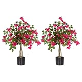 Picture of Datietiao 3FT Artificial Bougainvillea Tree, Faux Potted Flowering Plant with Lush Pink Blooms, UV Resistant Indoor Outdoor Artificial Tree for Living Room, Patio, Office, Porch Decoration