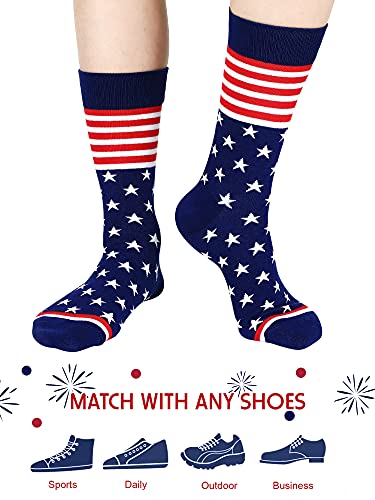 Coume 12 Pairs American Flag Socks for Men and Women Patriotic Stars Stripes Crew Socks Flag Gifts 4th of July Favor4
