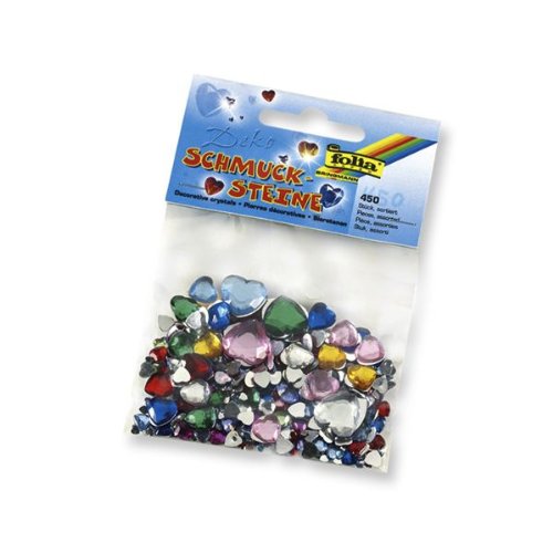 Preisvergleich Produktbild folia 1241 - Schmucksteine, Herzen, 450 Stück, farbig sortiert - ideal zum Verzieren von Grußkarten, Scrapbooking und anderen Bastelarbeiten