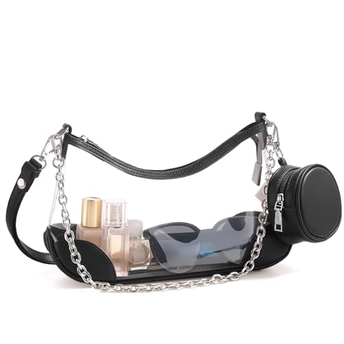 Clear Bag for Stadium Events, Clear Purse for Women Concert Crossbody, PVC Shouler Bags with Coin Purse